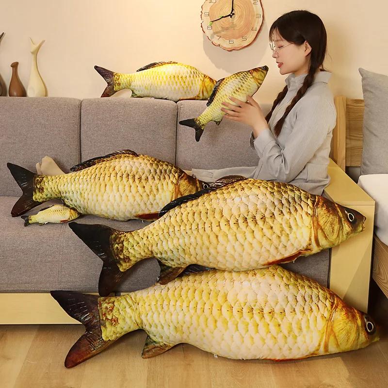 Jouets en peluche de poisson doré de Simulation 3D 30-120cm, 1 pièce, Animal doux en peluche, carpe,