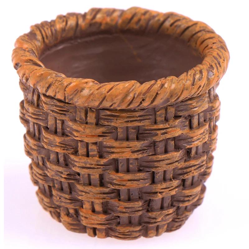 Mini panier de rangement des aliments et légumes tissé à la main, maison de courses mignonnes, cadre