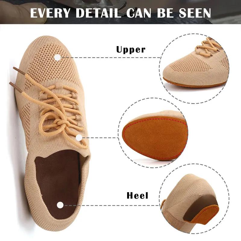 Chaussures de danse tricotées pour femmes, chaussures d'enseignant à semelle souple, chaussures d'en