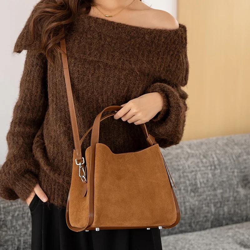 Sac à bandoulière en cuir de vache pour femmes, sacs à main polyvalents en cuir véritable pour dames