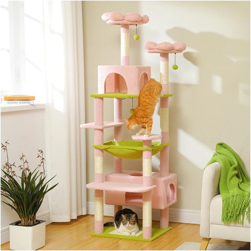 Arbre à chat à plusieurs niveaux avec griffoir, tour de luxe pour chat, hamac condo, grattoirs pour