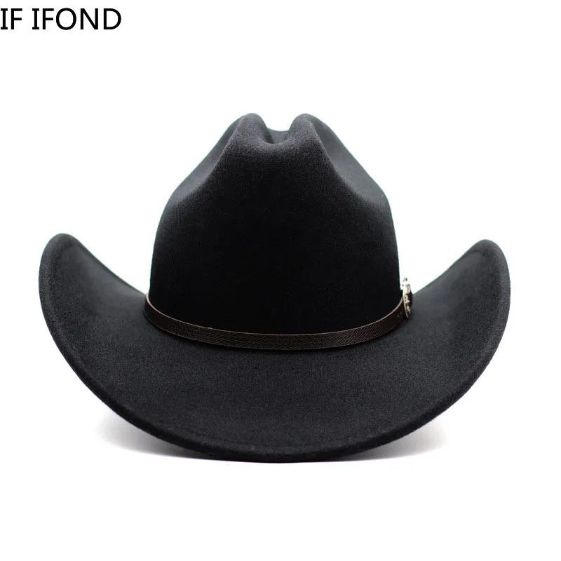 Chapeau de Cowboy occidental Vintage pour hommes, Cowgirl de Jazz avec Cloche en cuir à large bord,