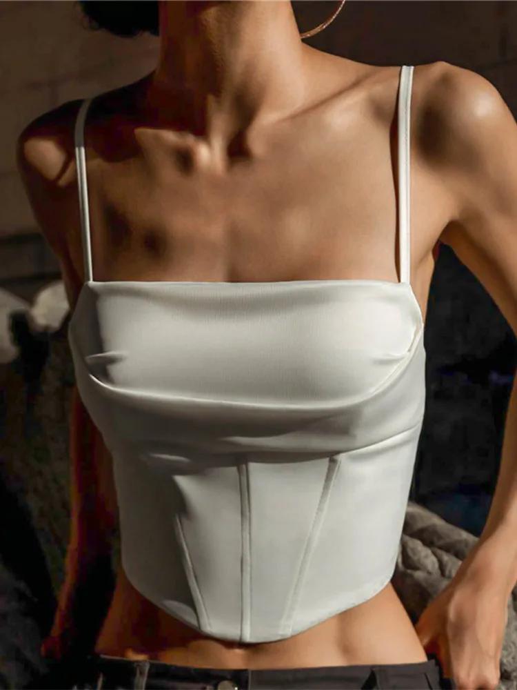 Haut Moulant Sexy à Bretelles Spaghetti et Dos auxpour Femme, Streetwear Élégant à Lacets pour ix, É