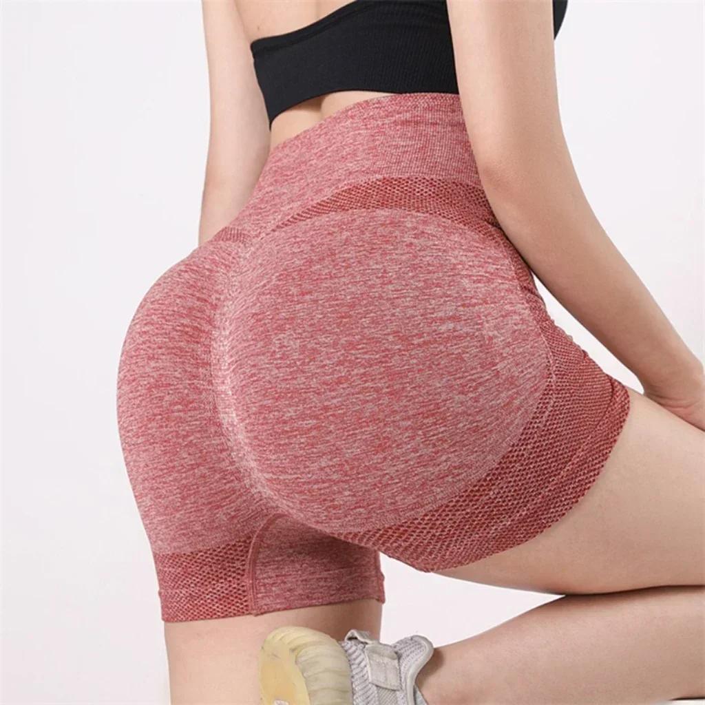 Shorts de yoga femme taille haute entraînement fitness gym course vêtements sport