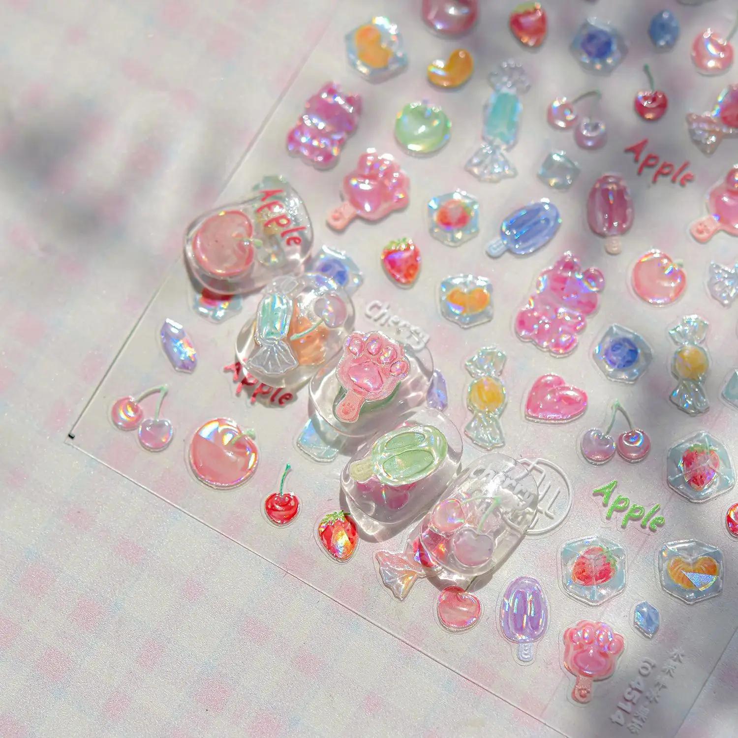 Bulles brillantes étoiles rêveur océan coquille conque étoile de mer méduse coloré 5D Nail Art autoc