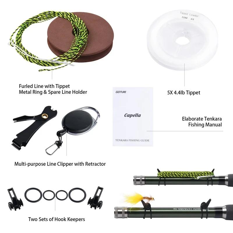 Goture Portable 12FT 3.6M Kit de canne à pêche à la mouche télescopique avec sac de Tube de transpor