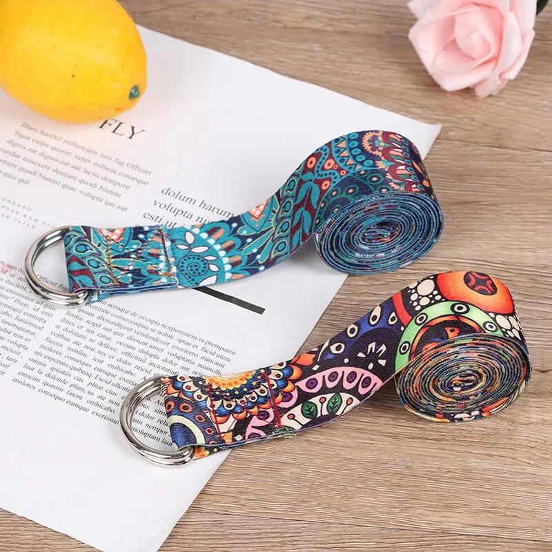 Sangle de Yoga, corde de Fitness, ceinture réglable imprimée colorée, lavable