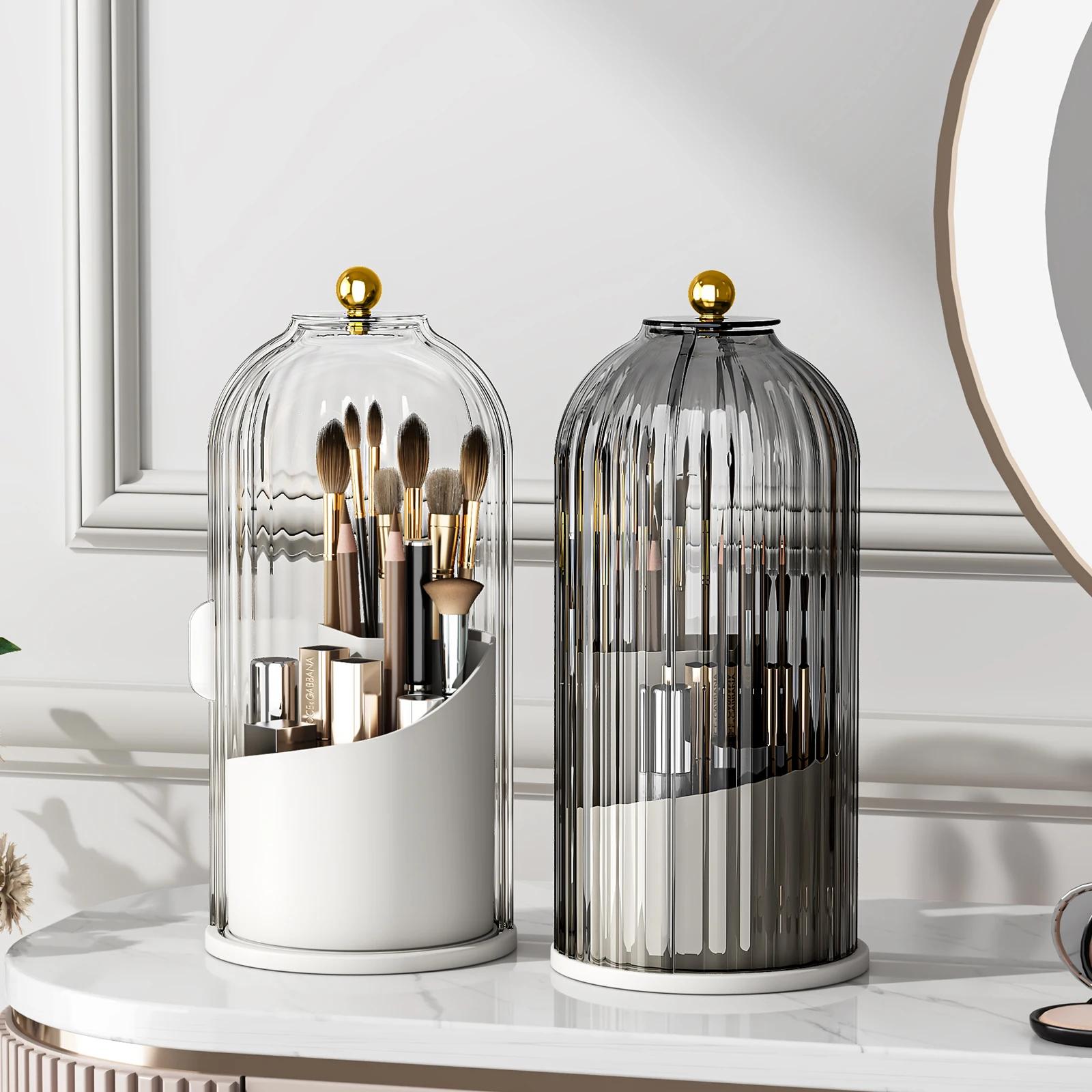 YOOLENS-Porte-pinceau de maquillage avec couvercle, rotation à 360 °, transparent, anti-poussière
