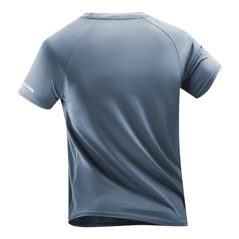 CHRLCK T-shirt de course pour hommes été - Haut en soie glacée à impression réfléchissante et séchage rapide