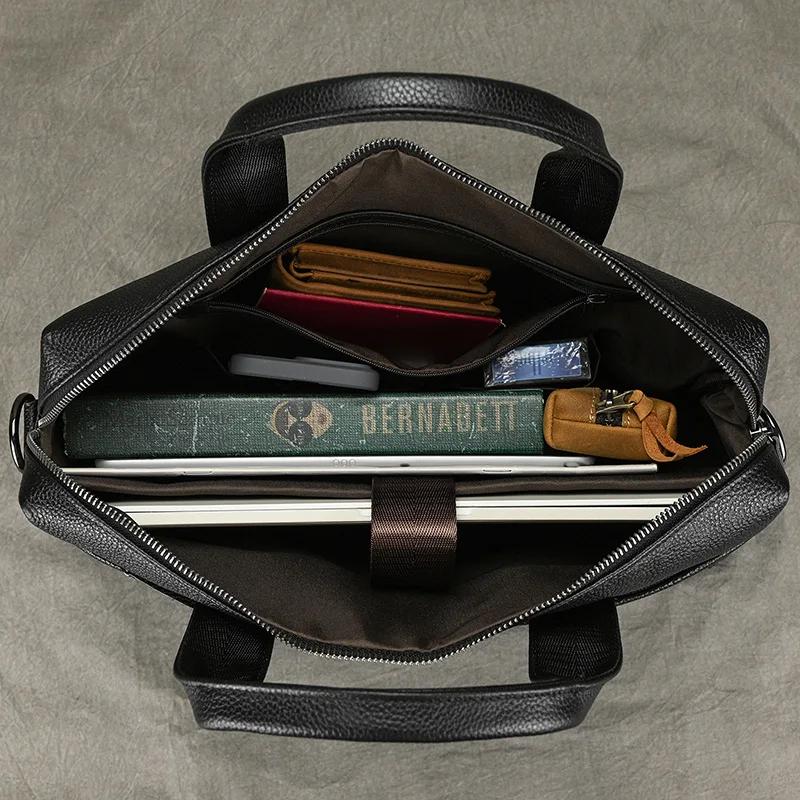 Luufan-Sac à main en cuir véritable pour homme, sac à bandoulière, sac à main pour ordinateur portab