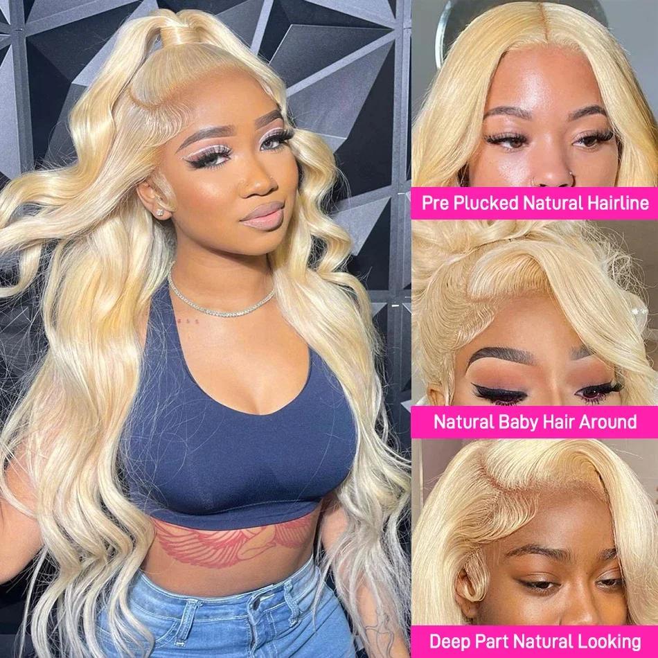 Perruque Lace Front Blonde 613 en Cheveux Humains, Perruque Frontale HD 13x6, Perruque Lace Front On