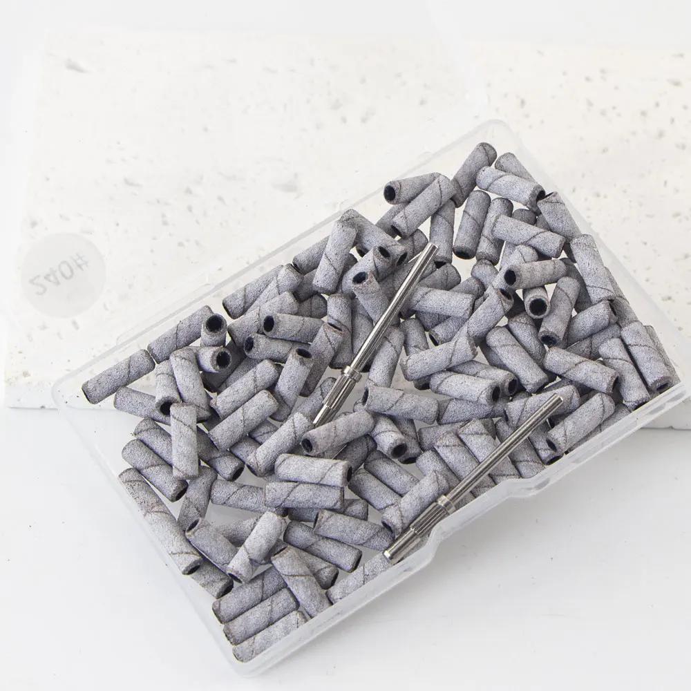 100 pièces 3.1mm Mini petites bandes de ponçage avec 2 pièces jeu d'embouts de mandrin forets à ongl
