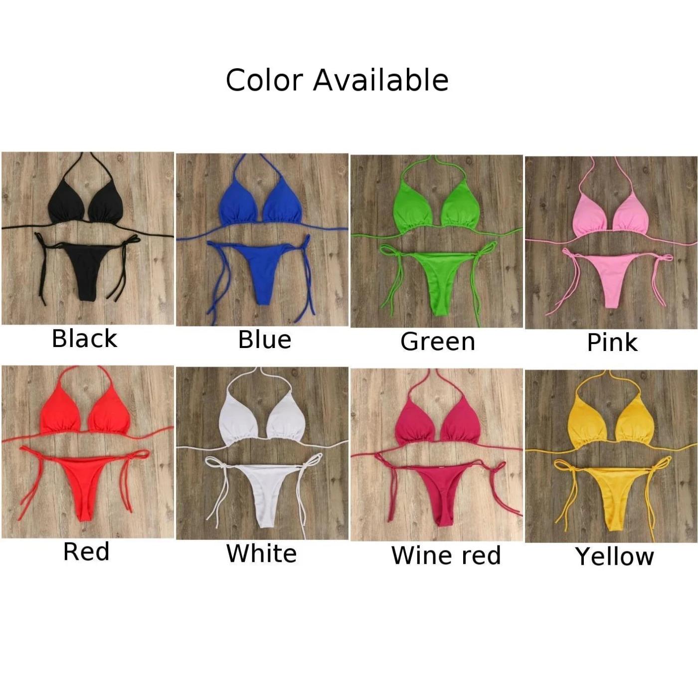 Femmes string Bikini ensemble côté cravate Sexy maillot de bain Style bandeau maillot de bain brésil