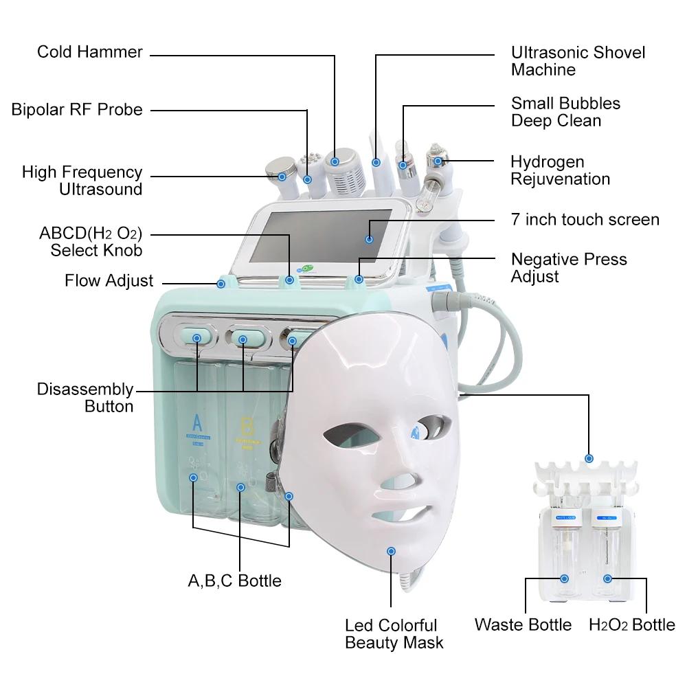 Nouveau 7 en 1 H2O2 Hydrogen Dermabrasion Machine petite bulle Aqua Peel nettoyage en profondeur poi