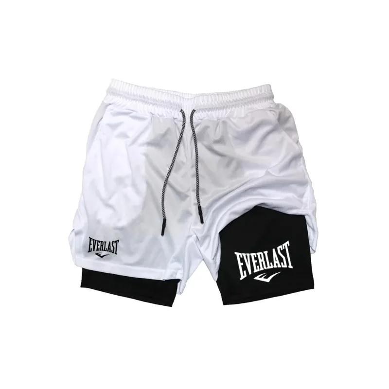 Shorts de course pour hommes 2-en-1, double couche, sportswear, mode, gym, fitness, pantalon court,