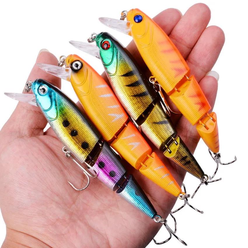 Multi Section bar de mer dur leurres de pêche yeux 3D 1 pièces manivelle vairon nagbait faux appât d