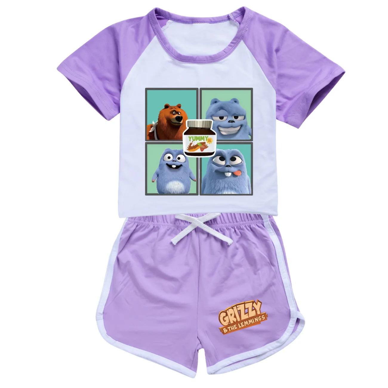 GRIZZY et The Lemming vêtements enfants été costumes de sport garçons Grizzy Bear T-shirts + Shorts