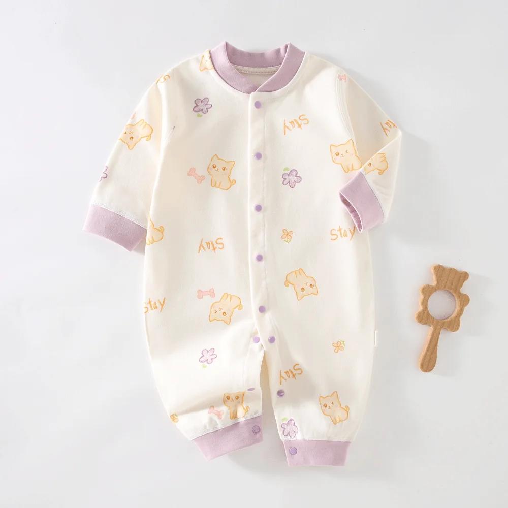Vêtements d'automne pour bébé, 100 coton, sous-vêtements pour nouveau-né, barboteuse à manches longu