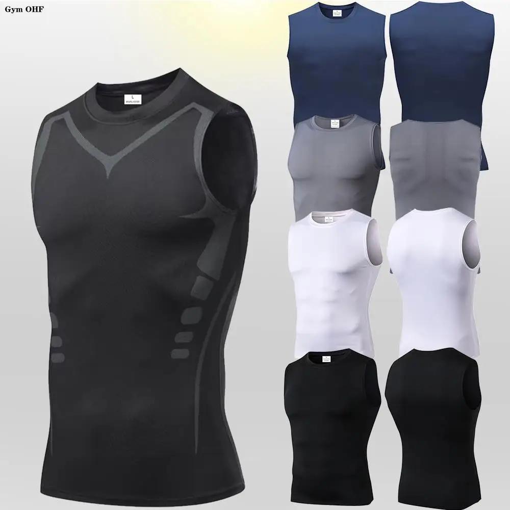 Hommes séchage rapide course T-Shirts Compression gilet sans manches séchage rapide Jersey chemise d