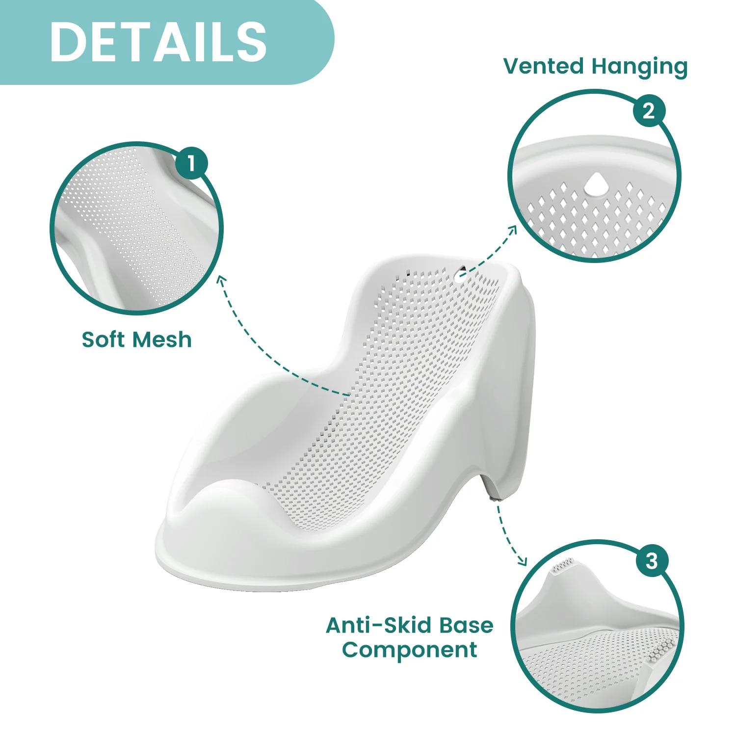Support de bain doux pour bébés nouveau-nés - Siège de bain ergonomique, facile à nettoyer et confor