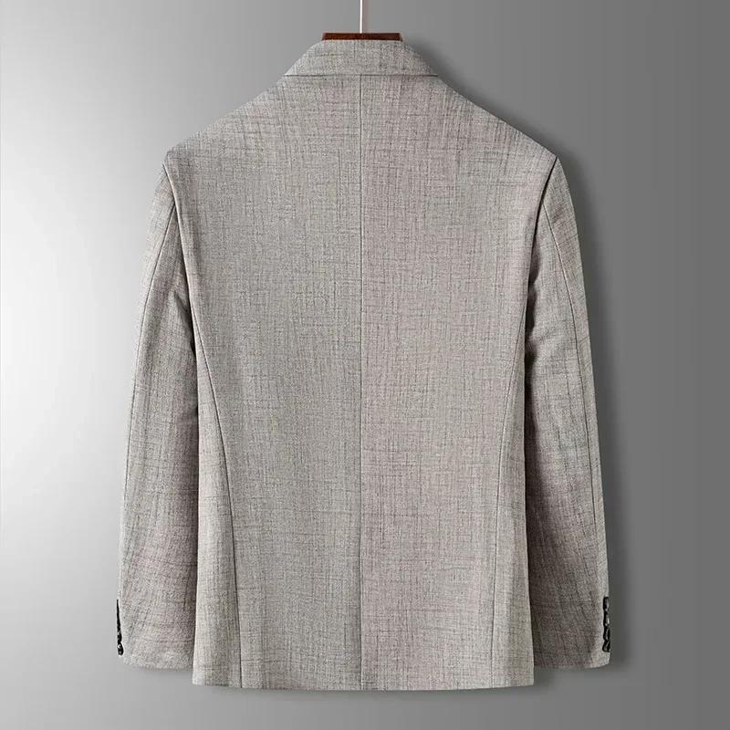 Blazer Homme Printemps-Automne de Luxe à Carreaux Jacquard – Veste Décontractée Gris Bleu Beige Coup