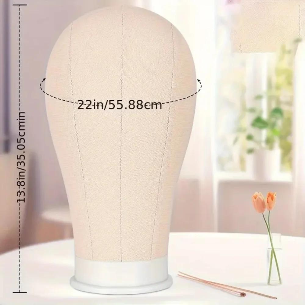 Support de perruque et ensemble combiné de 22 pouces, support de tête de perruque en toile avec tête