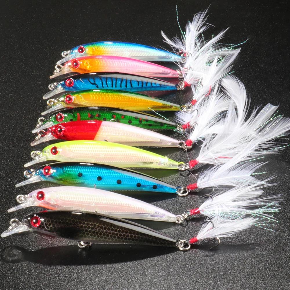 10 pièces/lot vairon 8g 9g 13.3g 26g leurre de pêche flottant appât dur Pesca attirail Jerkbait Swim
