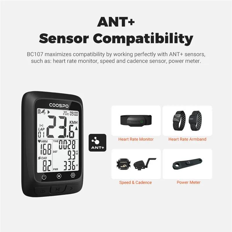 COOSPO BC107 Vélo Ordinateur GPS Sans Fil Vélo Vélo Odomètre Compteur De Vitesse 2.4 "FSTN Bluetooth