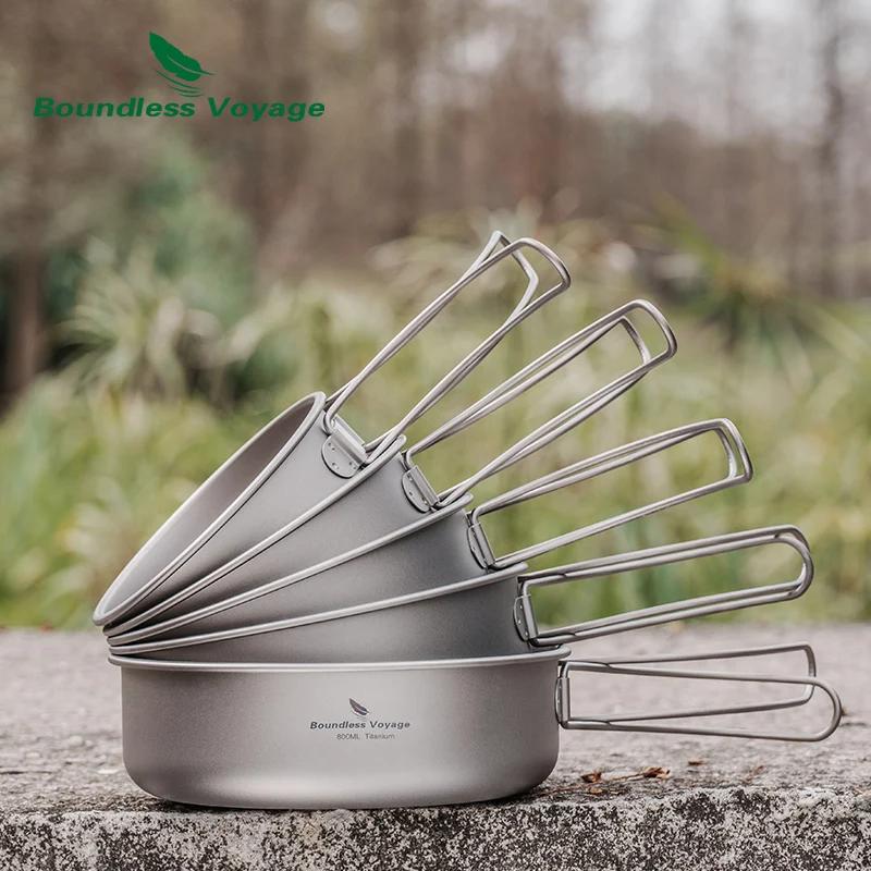 Casseroles en titane Voyage sans limite, bols, vaisselle avec poignée pliante, Camping de plein air,