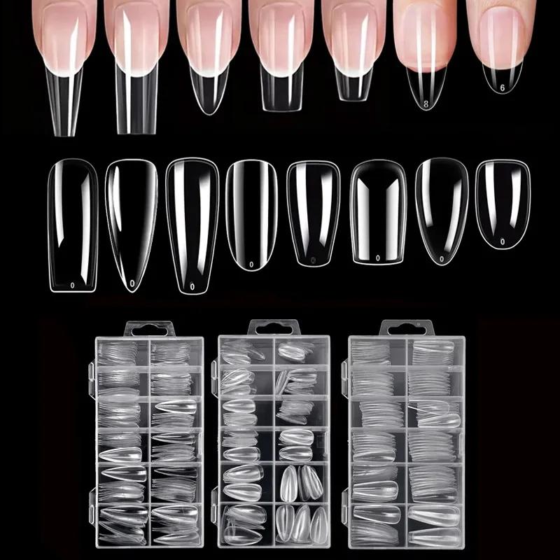 Ensemble d'autocollants pour ongles transparents de 120 pièces, comprenant 12 tailles telles que des