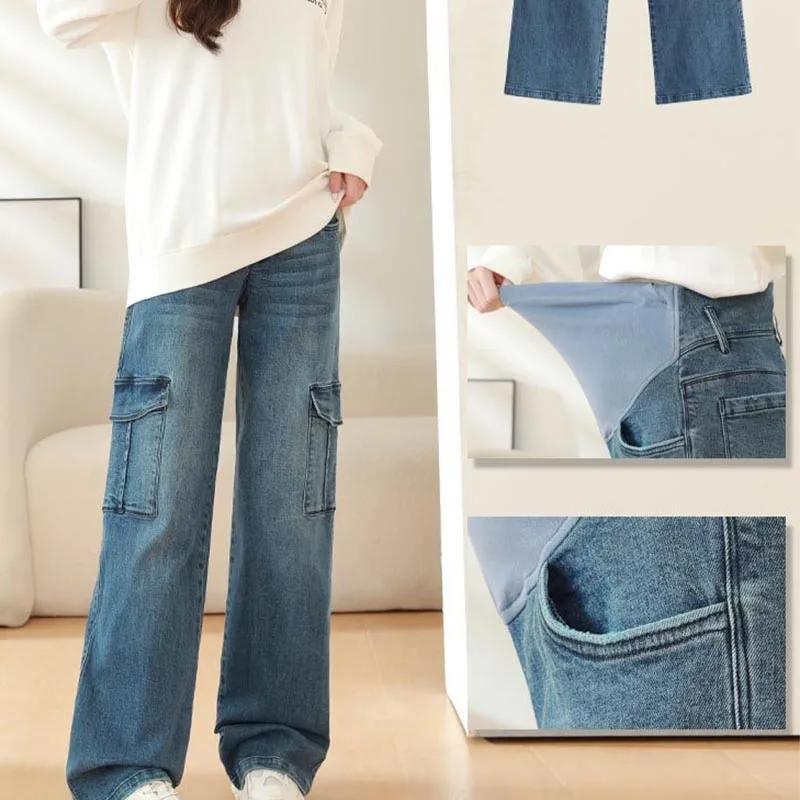 2025 maternité vintage lavé denim jean pour femmes enceintes vêtements taille élastique ventre panta