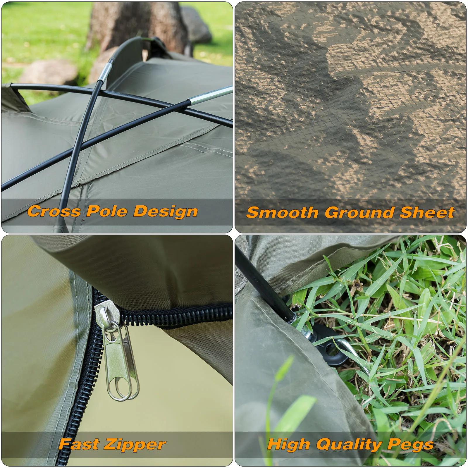 1-2 personnes carpe pêche Bivvy abri tente pour Camping en plein air chasse voyage aventure rapide é