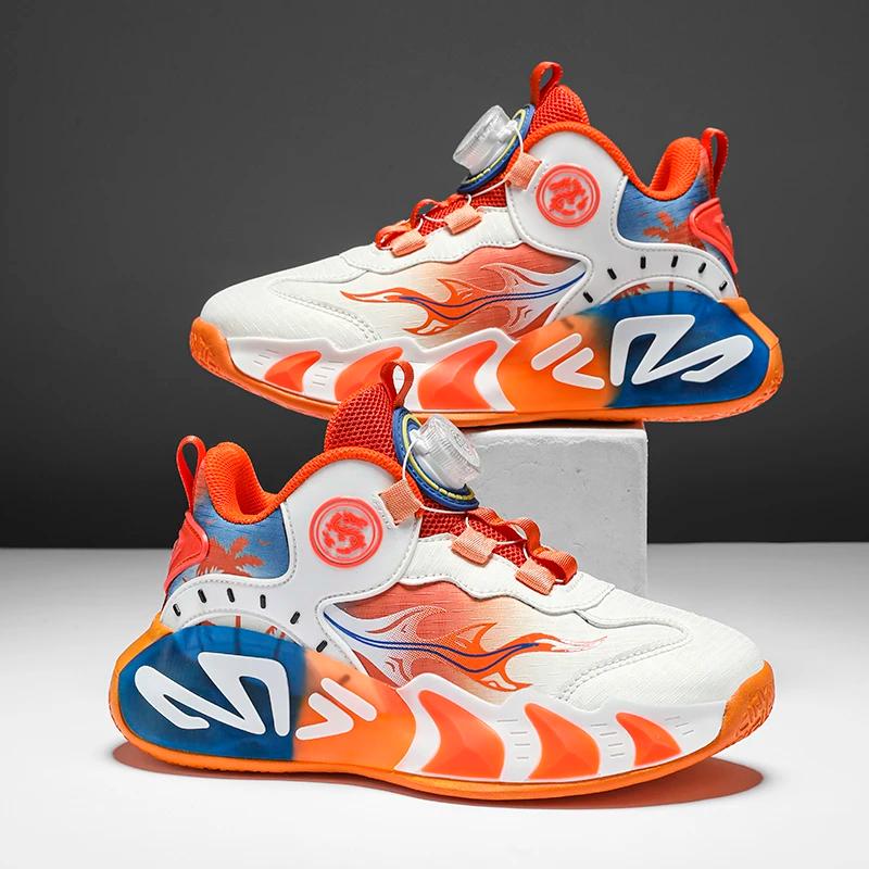 Chaussures de basket-ball pour enfants, chaussures de sport de plein air légères en cuir à amorti re