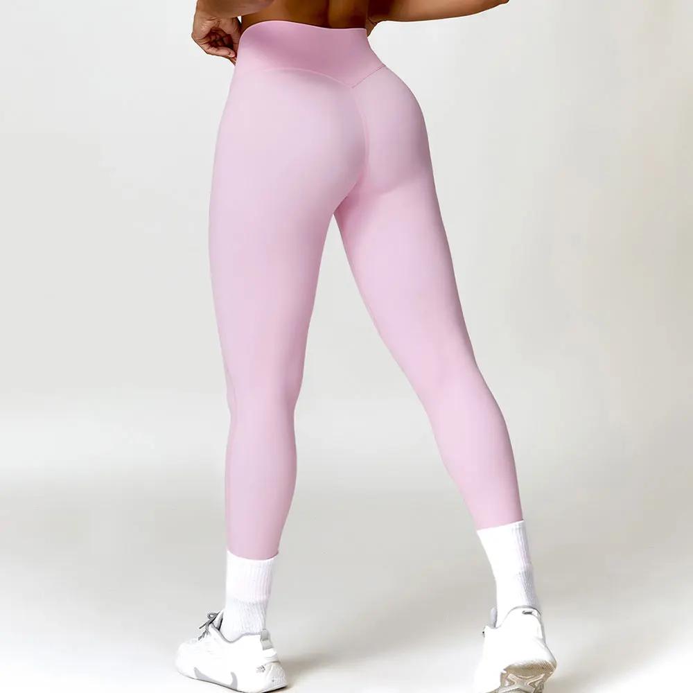 Pantalon yoga sans coutures femme - Leggings fitness extensibles taille haute vêtements sport athlétiques
