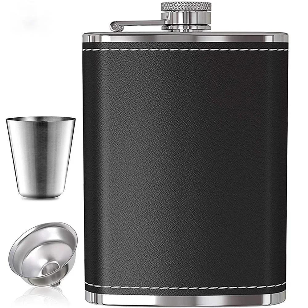 Flacon de hanche Portable en acier inoxydable de 8oz, 1 pièce, Flagon, Pot à whisky, vin, couvercle