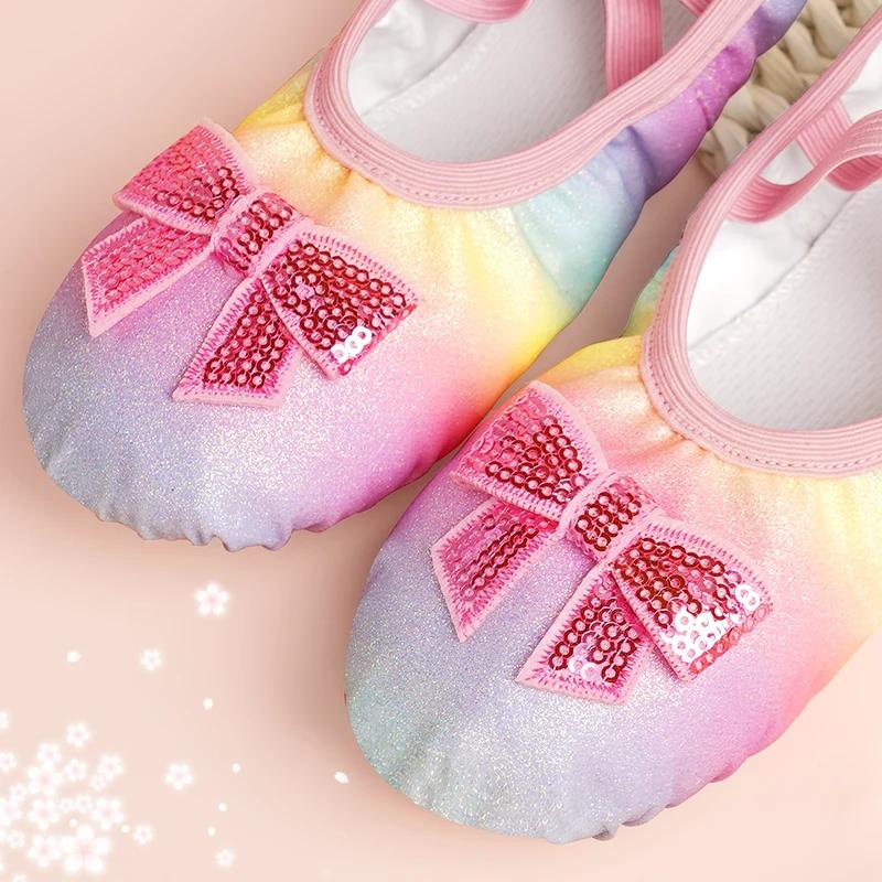 Chaussures de Ballet pour filles, pantoufles de Ballet à nœud pour enfants, chaussures de danse à se