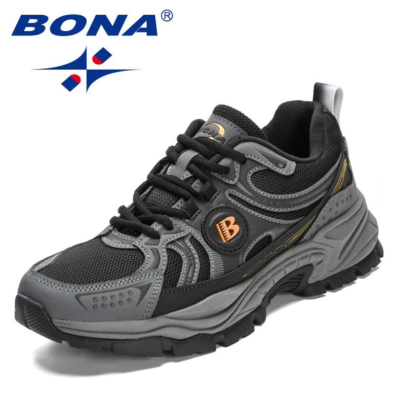 BONA nouveaux créateurs Action cuir maille chaussures de Jogging hommes respirant chaussures de cour