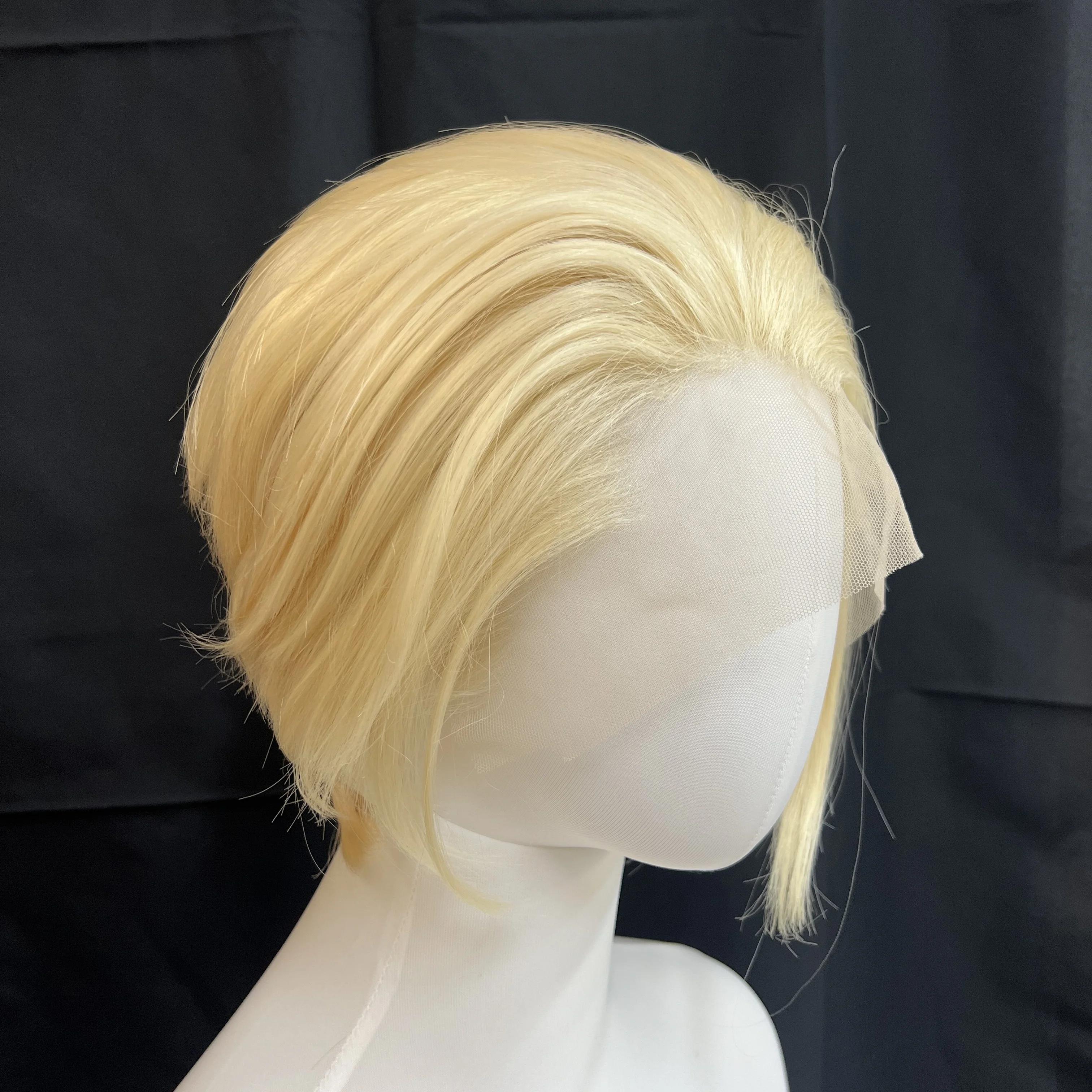 Ashely – perruque Lace Front Wig synthétique Blonde courte, 13x4, naissance des cheveux naturelle, F