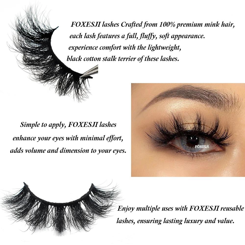 FOXESJI cils 3D vison cils populaire naturel long moelleux dramatique Extension de cils maquillage c