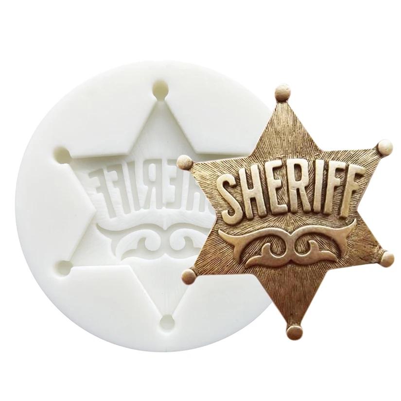 Moule de pâtisserie en Silicone pour cupcakes chocolat, Badge de Sheriff, outils en résine, outils d