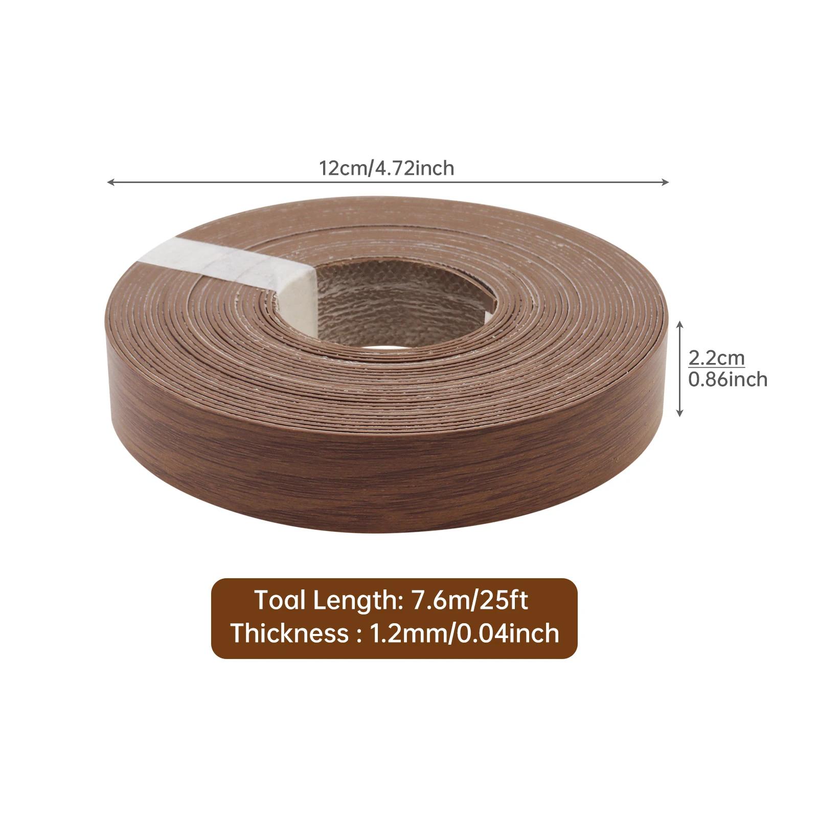 Bordure adhésive thermofusible en PVC, grain de bois foncé, 3M 7.6M 15.2M, bordure de placage pré-co