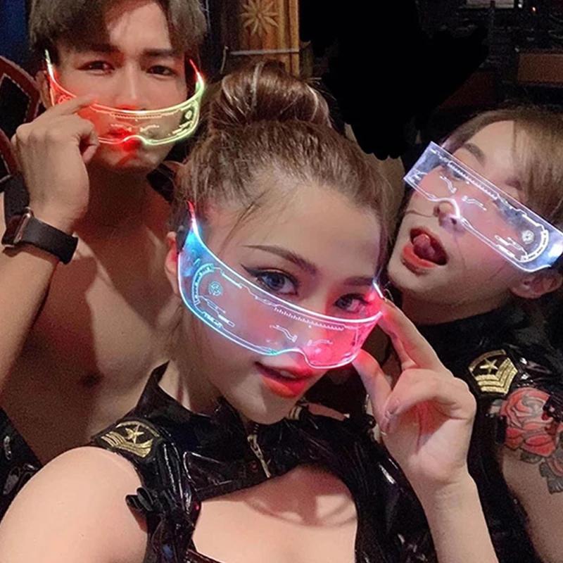 Lunettes de fête Shoous LED en acrylique, lunettes lumineuses, visière lumineuse au néon, lunettes d