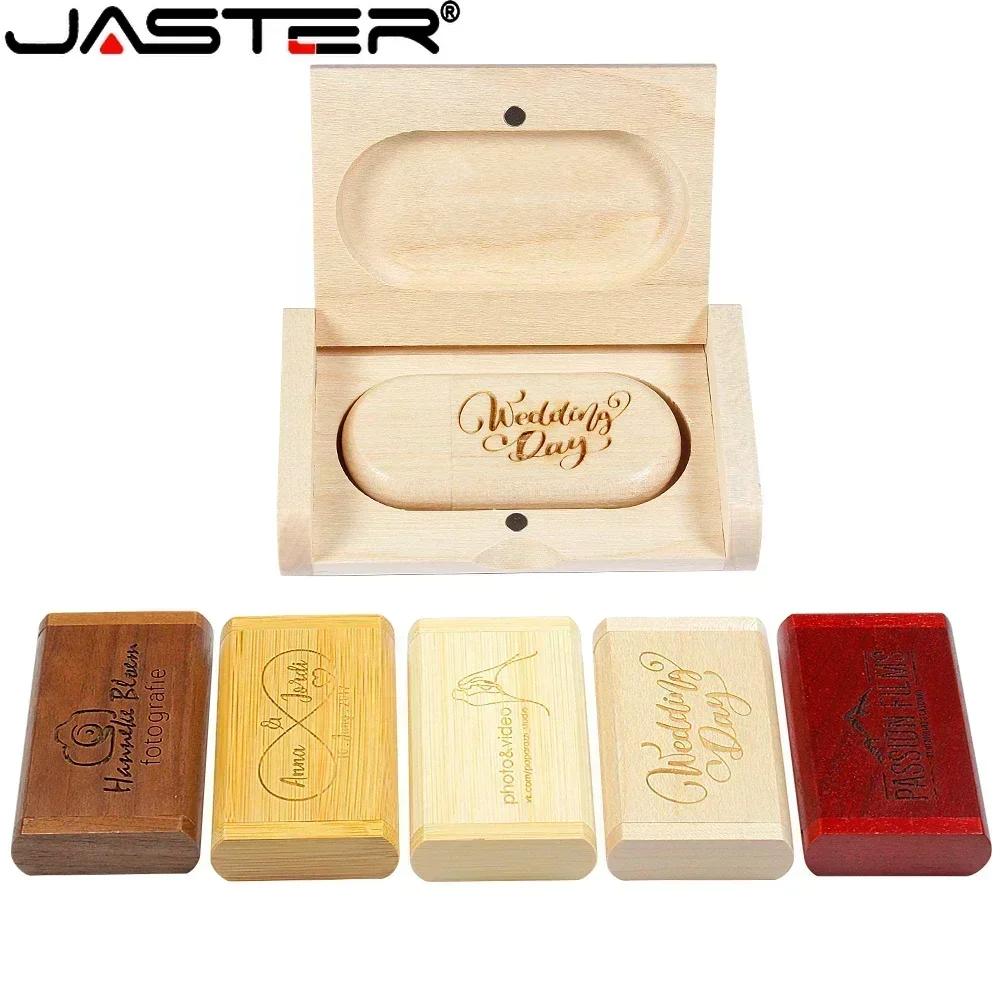 JASTER – Lot de 10 clés USB 2.0 en bois, 128 Go, logo personnalisé offert, cadeau d'affaires, clé US