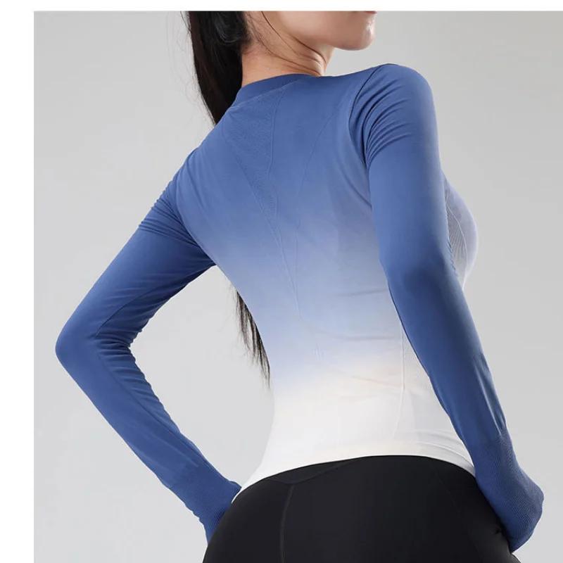 Haut manches longues femme yoga teinture suspendue - T-shirt course sport fitness et gymnastique