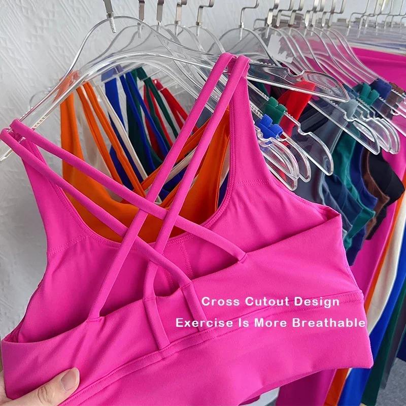 Ensemble yoga 2 pièces 2024 respirant dos croisé - Haut et pantalon fitness Pilates fesses pêche