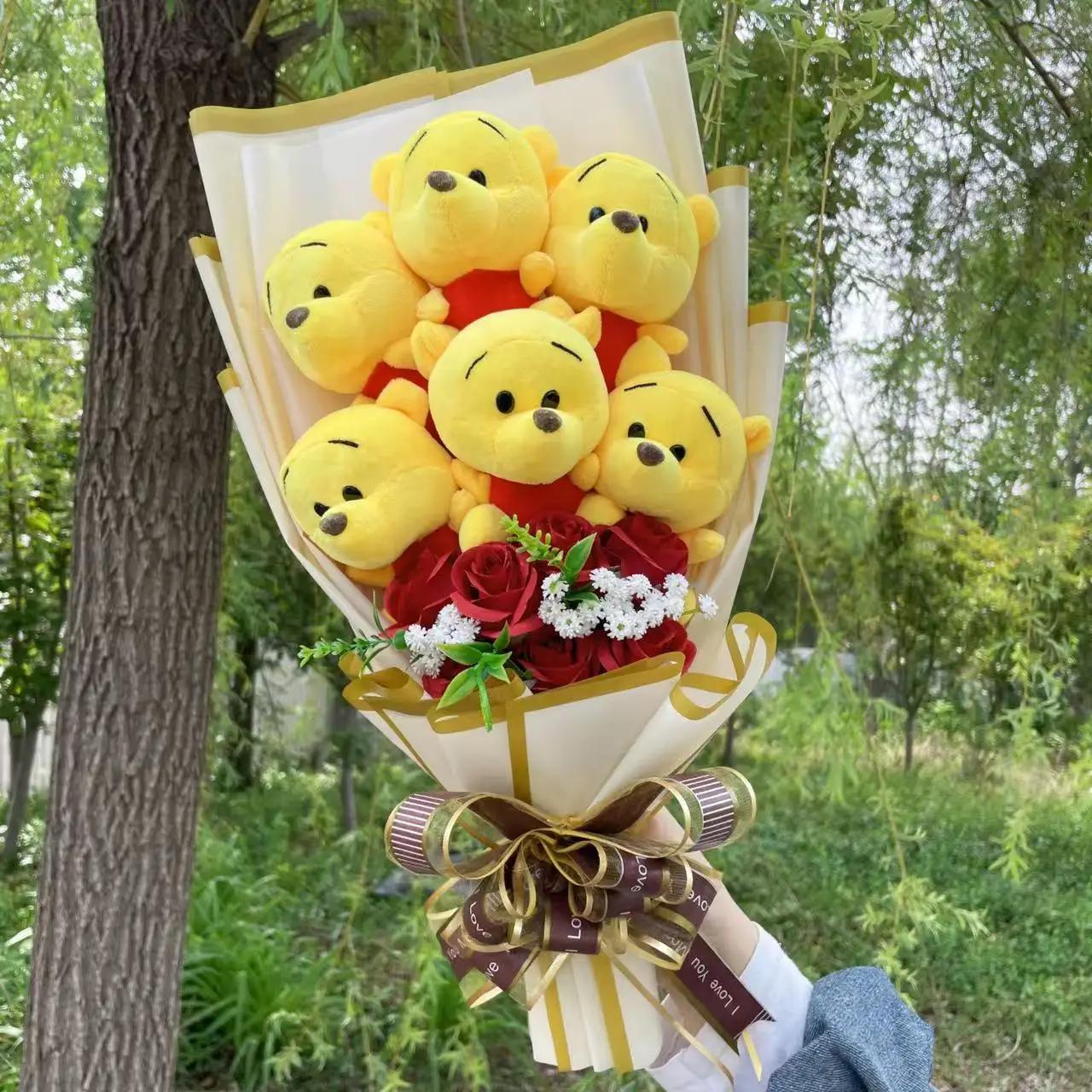 Dessin animé Winnie la piscine Bourriquet Bouquet boîte-cadeau animaux en peluche Bouquet de fleurs