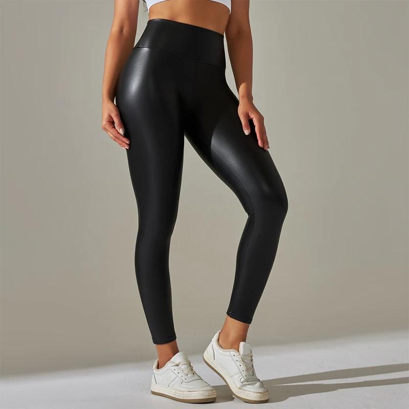 Leggings surdimensionnés pour femmes, pantalons en cuir PU taille haute, serrés et Sexy, pantalons d