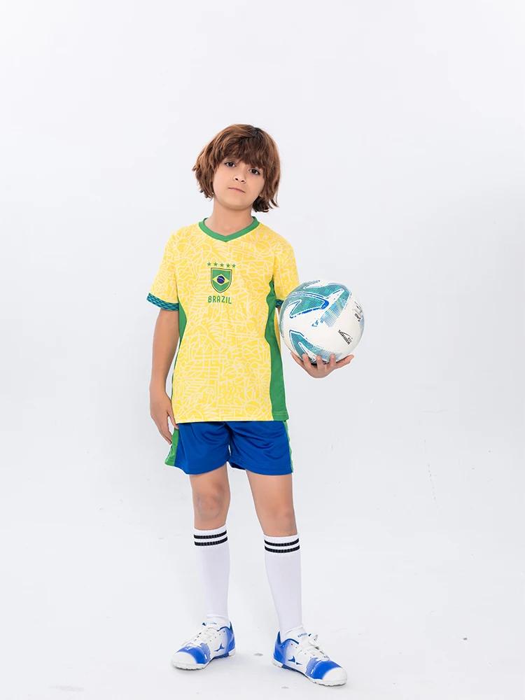 Suruida Maillot de football Brésil pour enfants Ensembles de sport pour garçons et filles Kits de ma