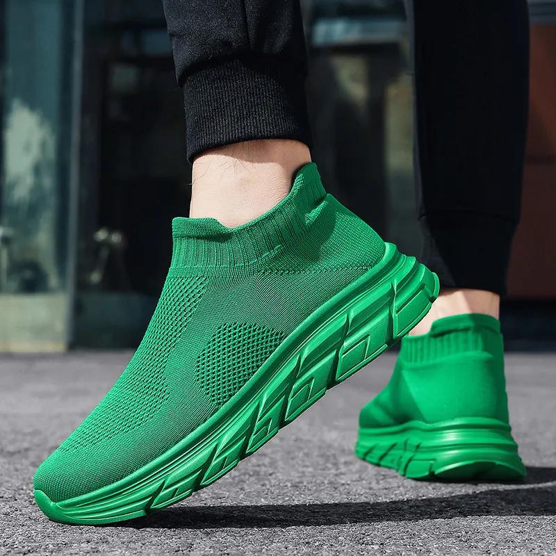 Baskets respirantes à enfiler pour hommes et femmes, chaussures de jogging, chaussettes légères, bas