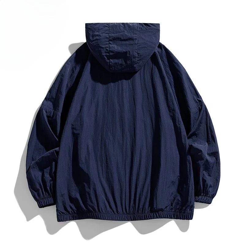 Veste coupe-vent imperméable Harajuku unisexe, veste à capuche de protection solaire d'été, vêtement